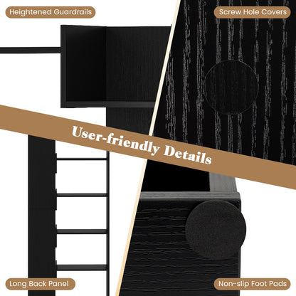 6-Tier Bookshelf Wooden Bookcase with 2 Anti-Tipping Kits Open Display Shelf, Black Bookcases at Gallery Canada