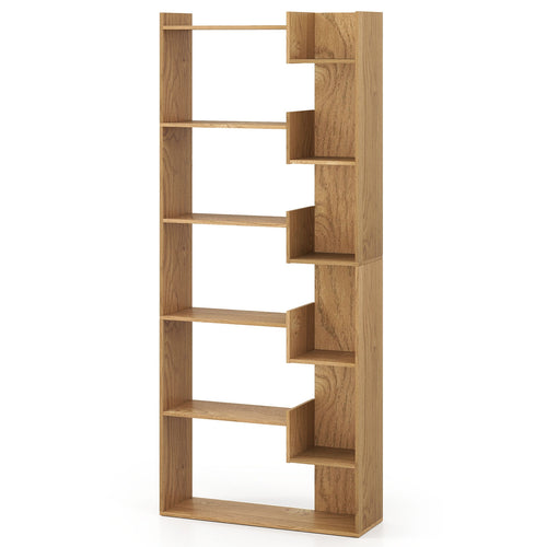 6-Tier Bookshelf, Wooden Bookcase, 2 Anti-Tipping Kits, Natural