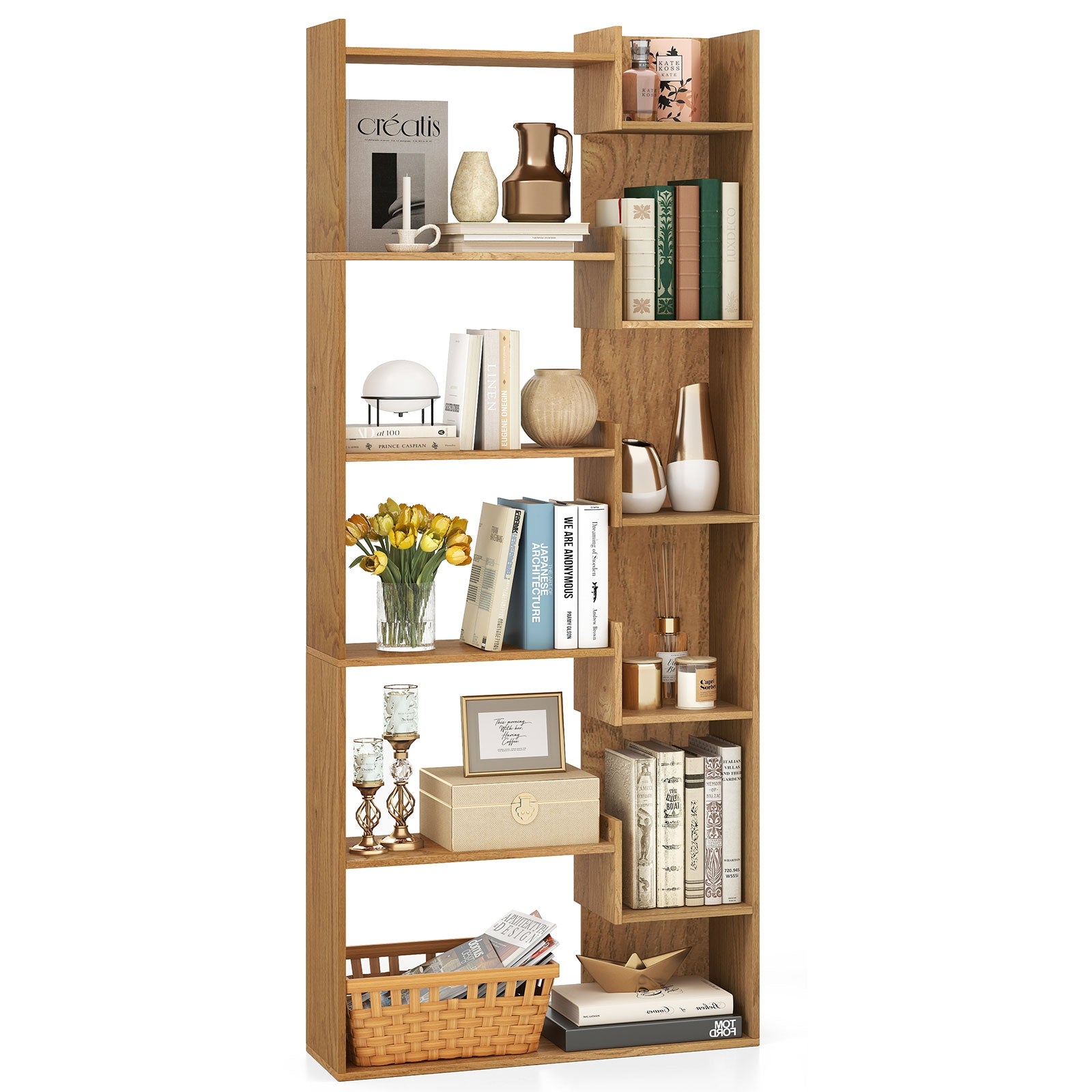 6-Tier Bookshelf, Wooden Bookcase, 2 Anti-Tipping Kits, Natural Bookcases at Gallery Canada