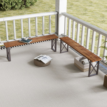 Outdoor Picnic Bench Set Solid Acacia Wood Patio Rectangular Benches, Navy Outdoor Benches at Gallery Canada