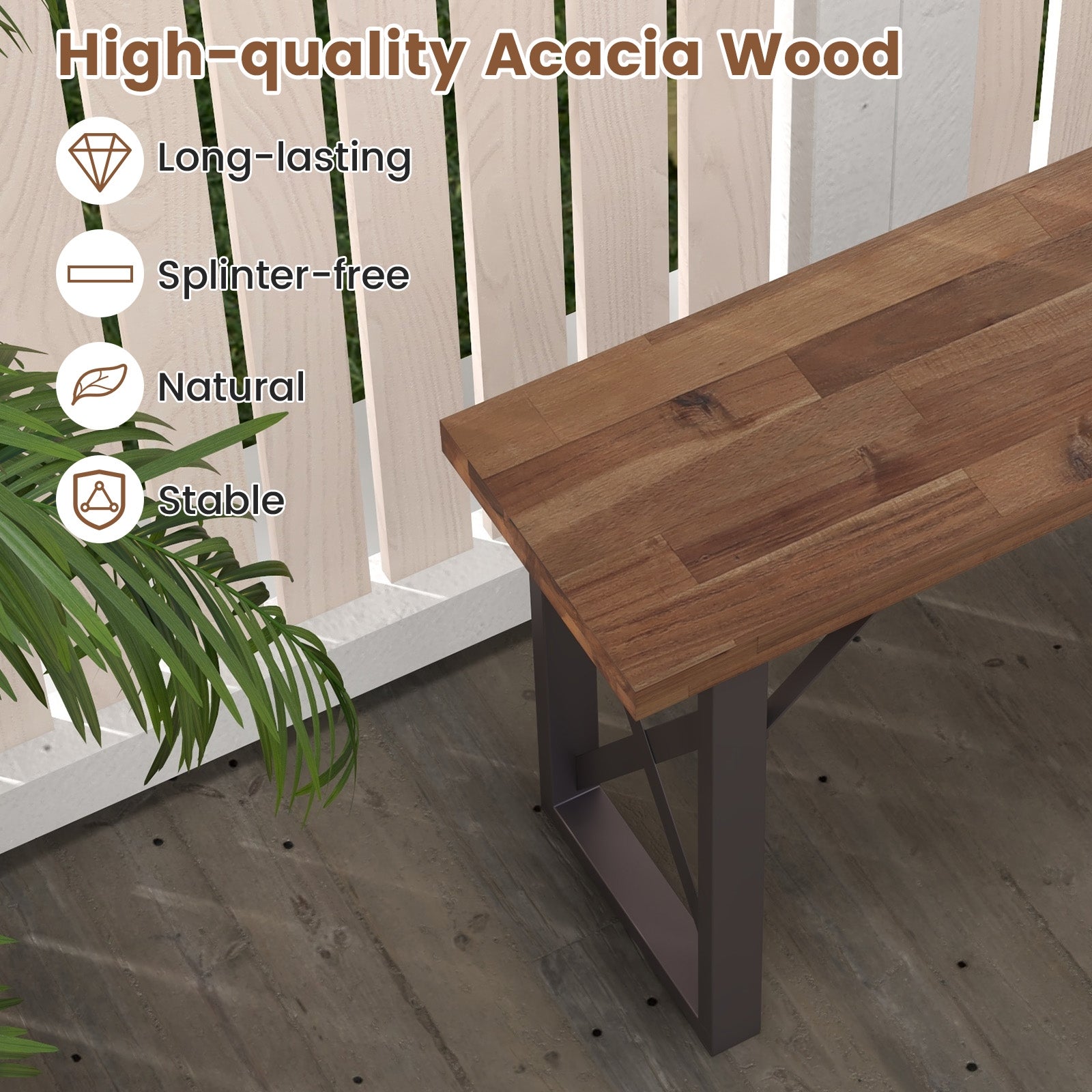 Outdoor Picnic Bench Set Solid Acacia Wood Patio Rectangular Benches, Navy Outdoor Benches at Gallery Canada