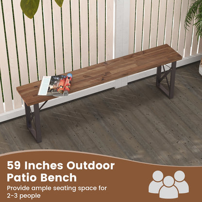 Outdoor Picnic Bench Set Solid Acacia Wood Patio Rectangular Benches, Navy Outdoor Benches at Gallery Canada
