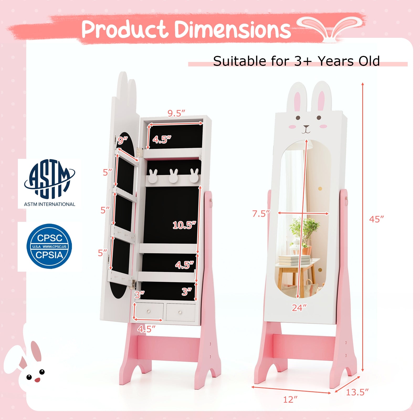 Kids Room Furniture Set with Princess Vanity Table and Chair, White Kids Vanities at Gallery Canada