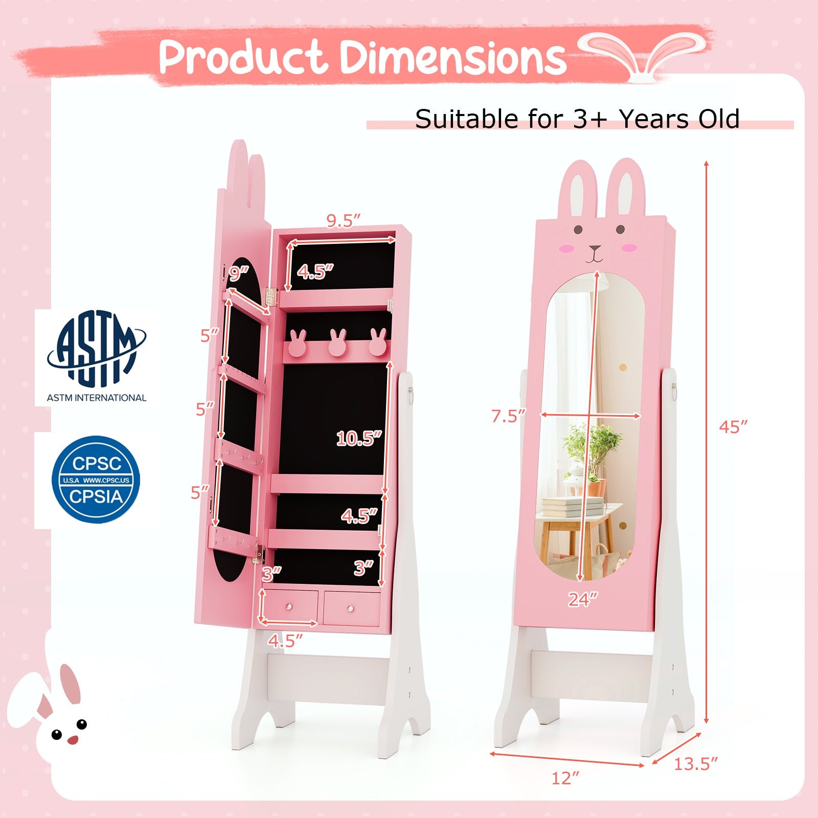 Kids Room Furniture Set with Princess Vanity Table and Chair, Pink Kids Vanities at Gallery Canada