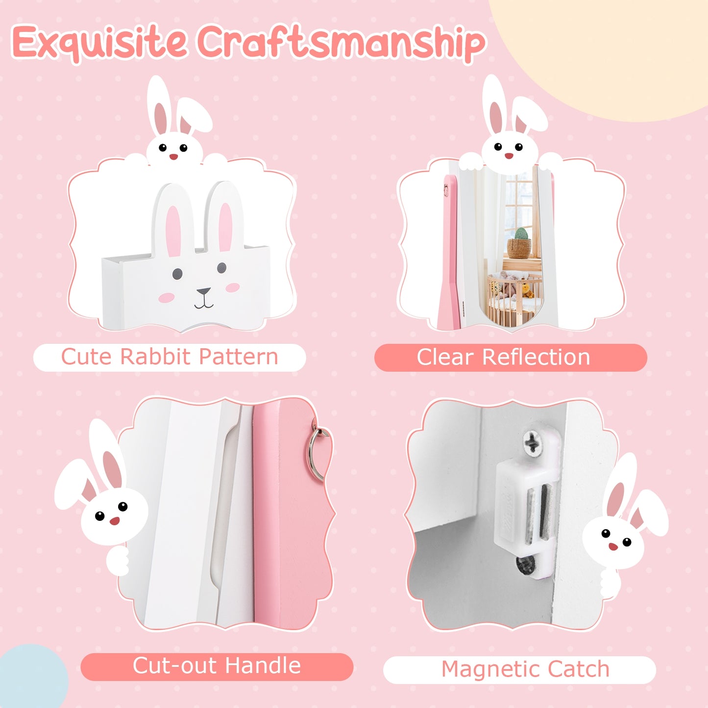 Kids Room Furniture Set with Princess Vanity Table and Chair, White Kids Vanities at Gallery Canada