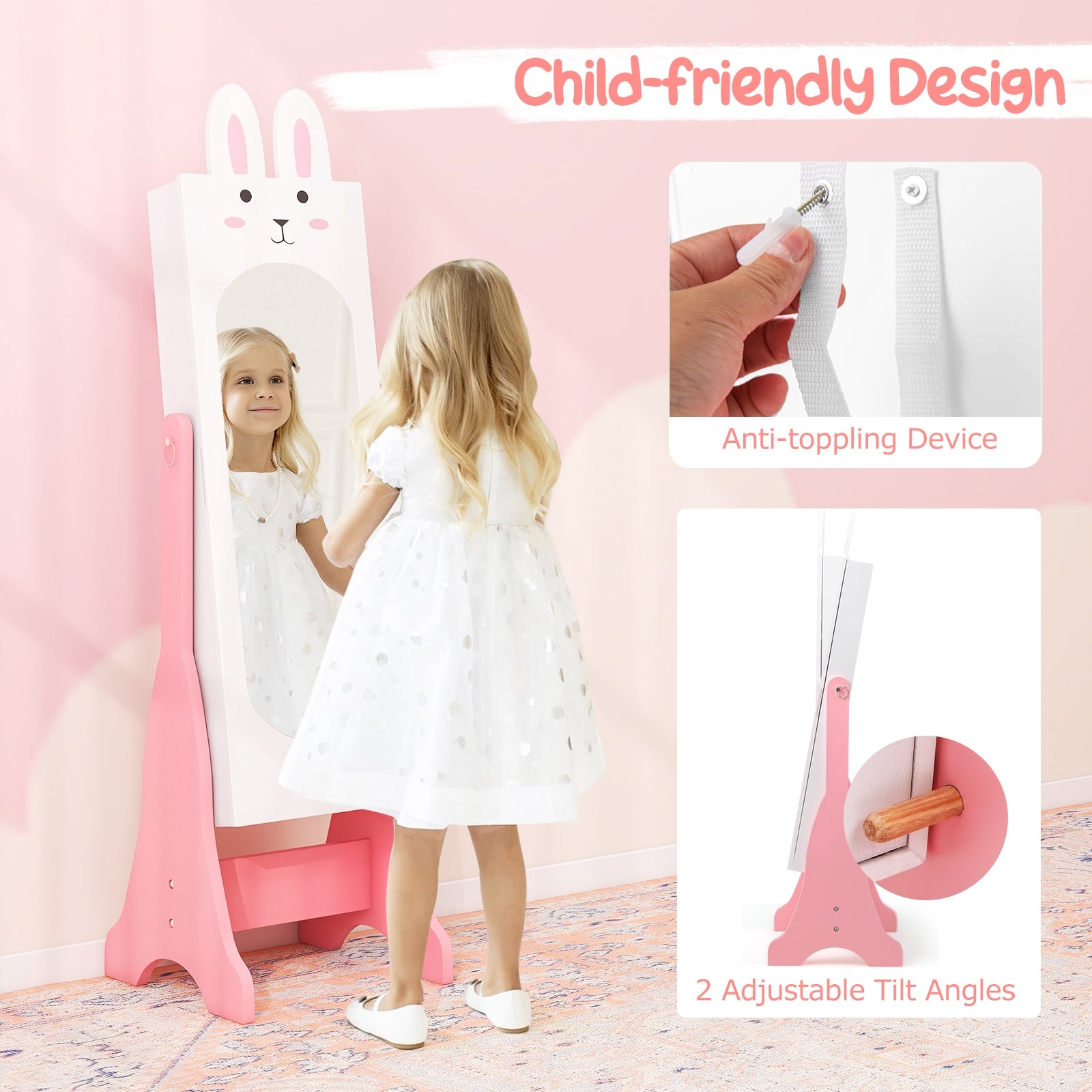 Kids Room Furniture Set with Princess Vanity Table and Chair, White Kids Vanities at Gallery Canada