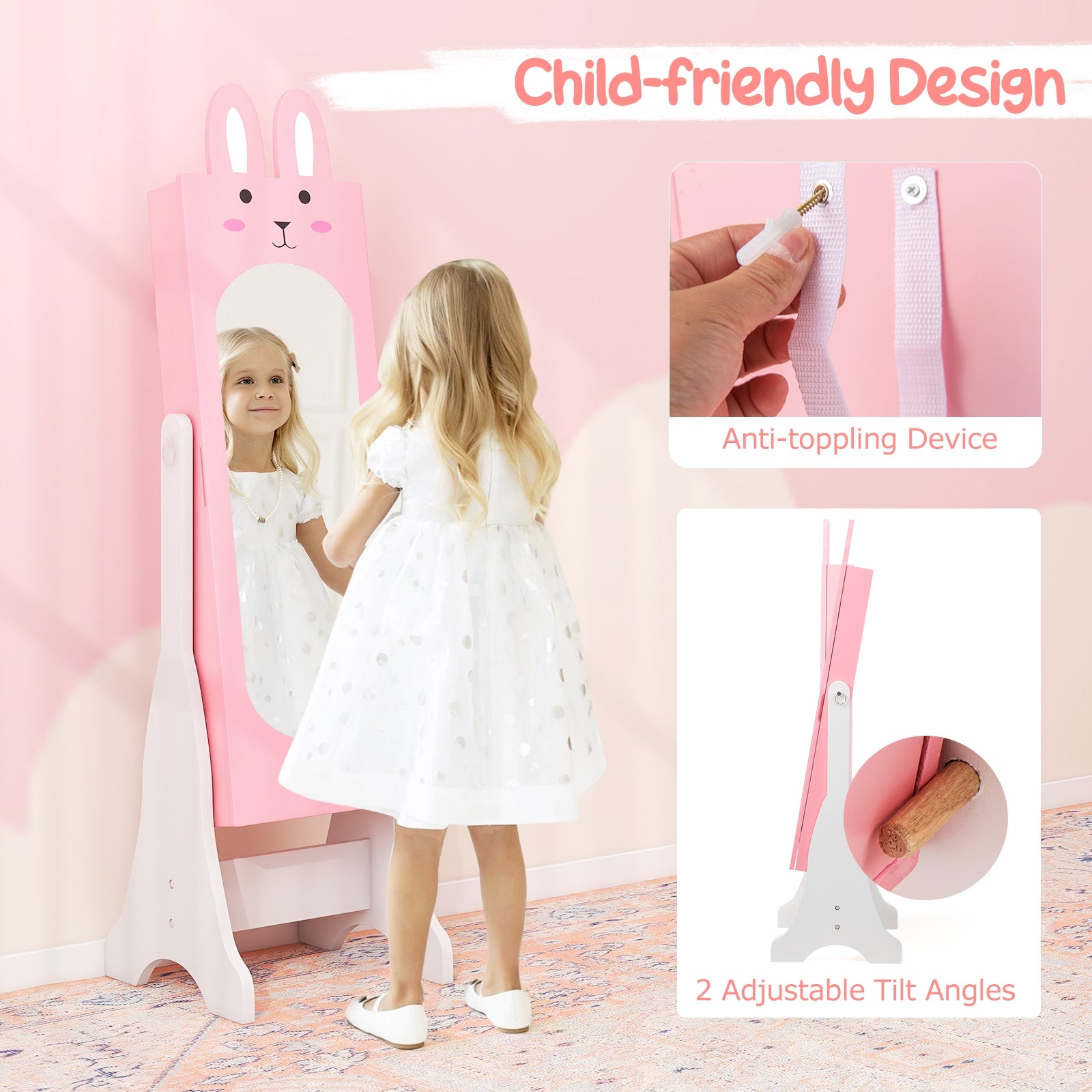 Kids Room Furniture Set with Princess Vanity Table and Chair, Pink Kids Vanities at Gallery Canada