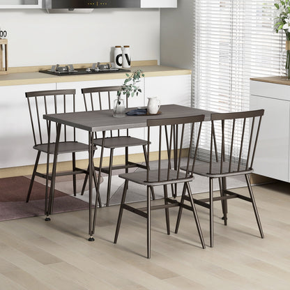 5-Piece Dining Table Set for 4 with 360° Swivel Feet for Small Place-Grey Oak, Gray Dining Room Sets at Gallery Canada