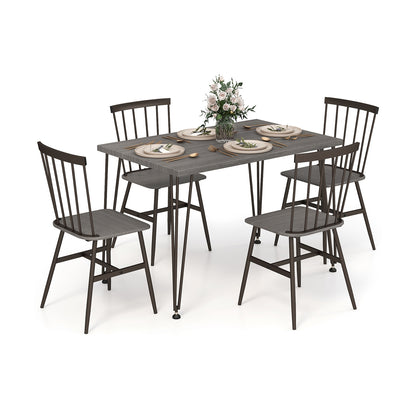 5-Piece Dining Table Set for 4 with 360° Swivel Feet for Small Place-Grey Oak, Gray Dining Room Sets at Gallery Canada