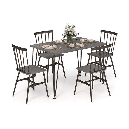 5-Piece Dining Table Set for 4 with 360° Swivel Feet for Small Place-Grey Oak, Gray Dining Room Sets Gray at Gallery Canada