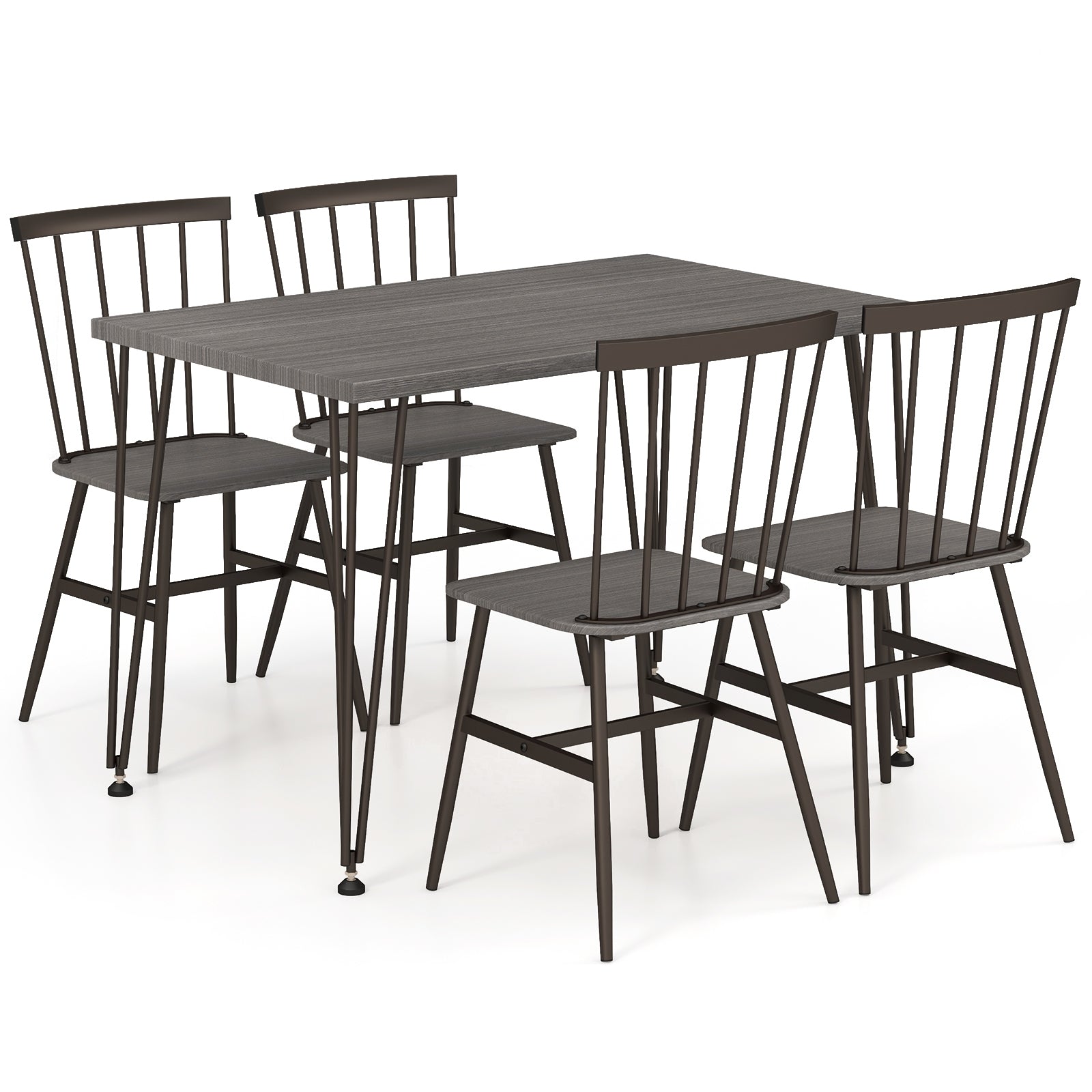 5-Piece Dining Table Set for 4 with 360° Swivel Feet for Small Place-Grey Oak, Gray Dining Room Sets at Gallery Canada