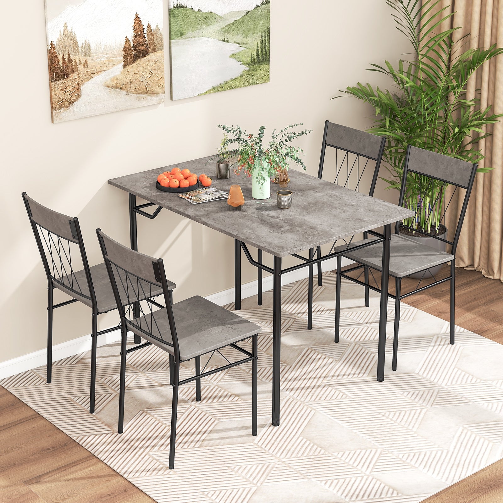 5-Piece Dining Table Set for 4 with Kitchen Table and 4 Dining Chairs, Gray Dining Room Sets at Gallery Canada