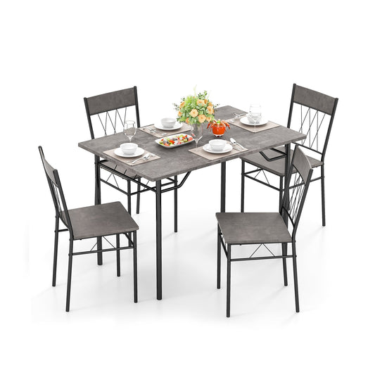5-Piece Dining Table Set For 4, Kitchen Table And 4 Chairs, Gray Dining Room Sets Gray at Gallery Canada