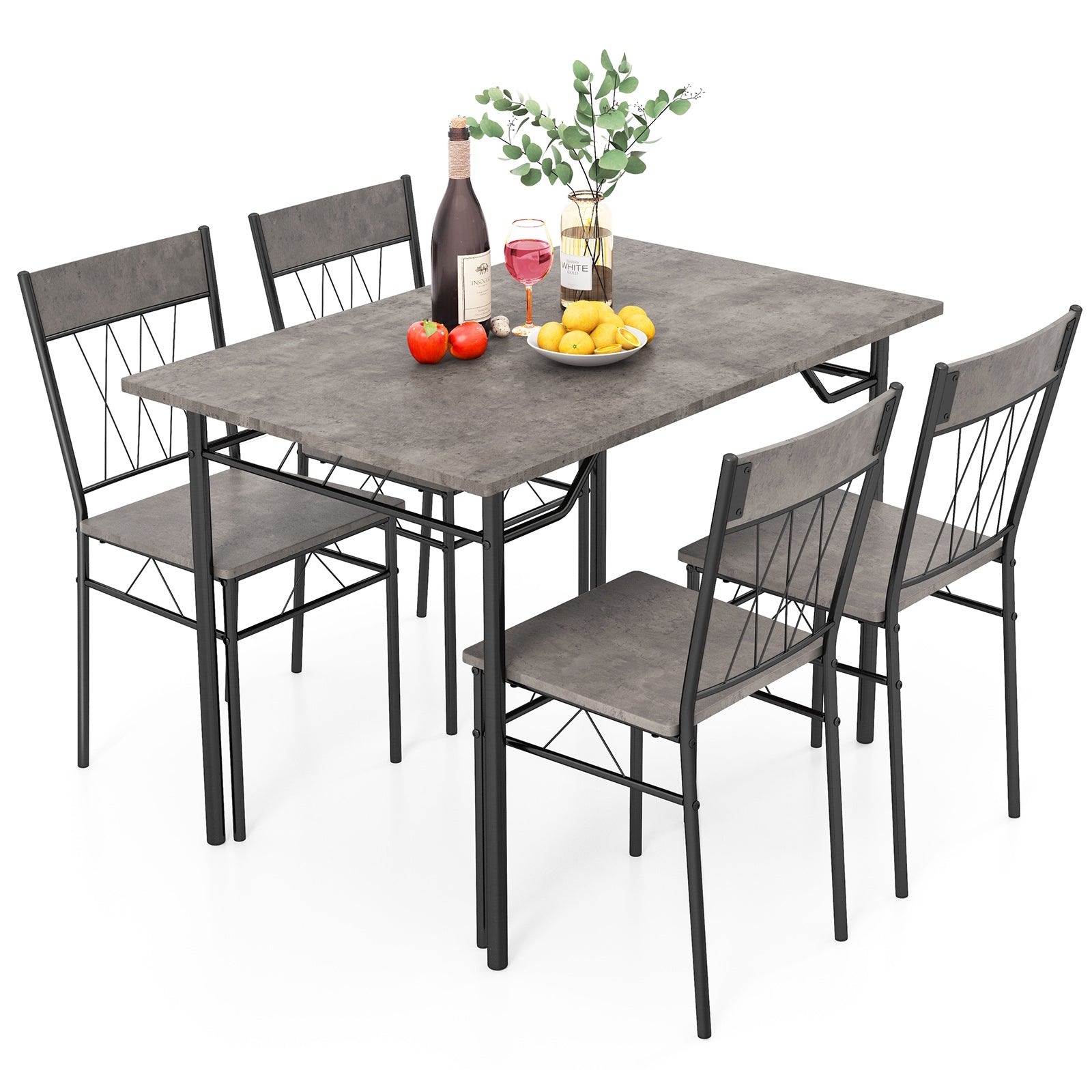 5-Piece Dining Table Set for 4 with Kitchen Table and 4 Dining Chairs, Gray Dining Room Sets at Gallery Canada