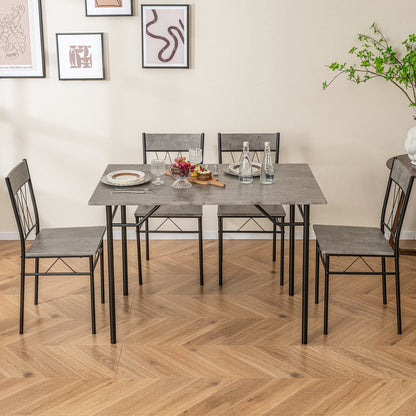 5-Piece Dining Table Set for 4 with Kitchen Table and 4 Dining Chairs, Gray Dining Room Sets at Gallery Canada