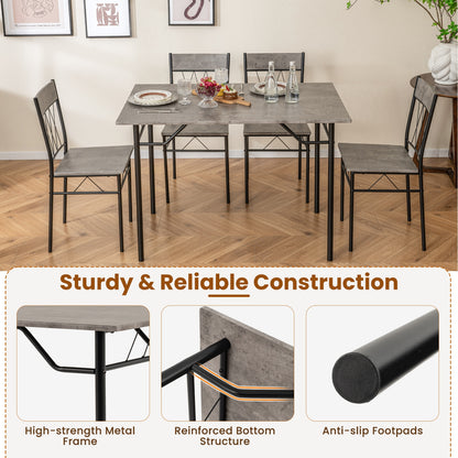5-Piece Dining Table Set for 4 with Kitchen Table and 4 Dining Chairs, Gray Dining Room Sets at Gallery Canada