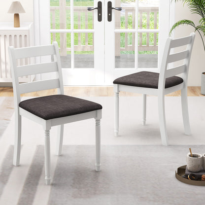 Set of 2 Rubber Wood Dining Chairs with Upholstered Seat, White Dining Chairs at Gallery Canada