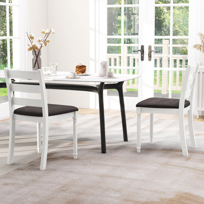 Set of 2 Rubber Wood Dining Chairs with Upholstered Seat, White Dining Chairs at Gallery Canada