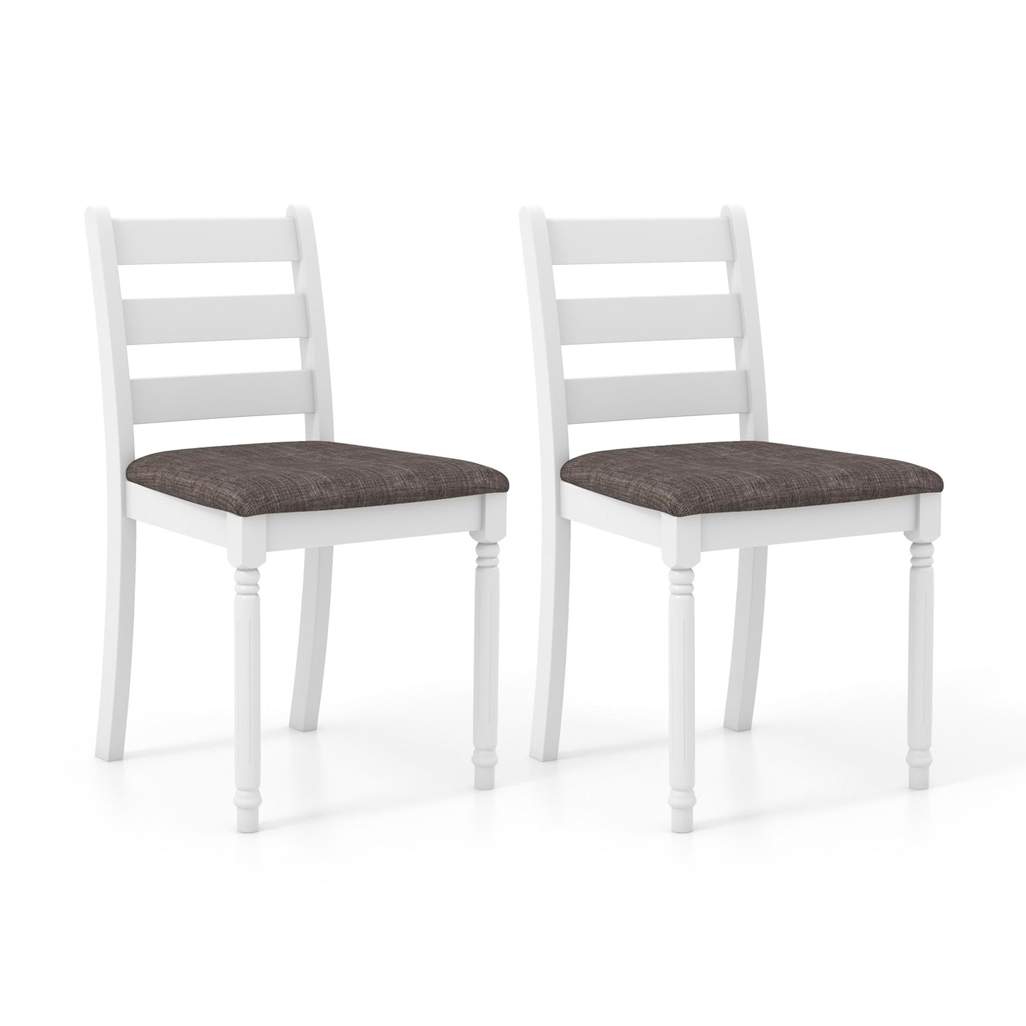 Set of 2 Rubber Wood Dining Chairs with Upholstered Seat, White Dining Chairs White at Gallery Canada