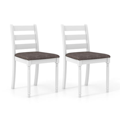 Set of 2 Rubber Wood Dining Chairs with Upholstered Seat, White Dining Chairs White at Gallery Canada