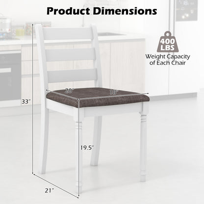 Set of 2 Rubber Wood Dining Chairs with Upholstered Seat, White Dining Chairs at Gallery Canada