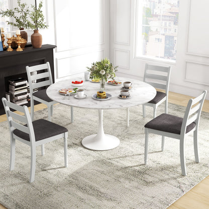 Set of 2 Rubber Wood Dining Chairs with Upholstered Seat, White Dining Chairs at Gallery Canada