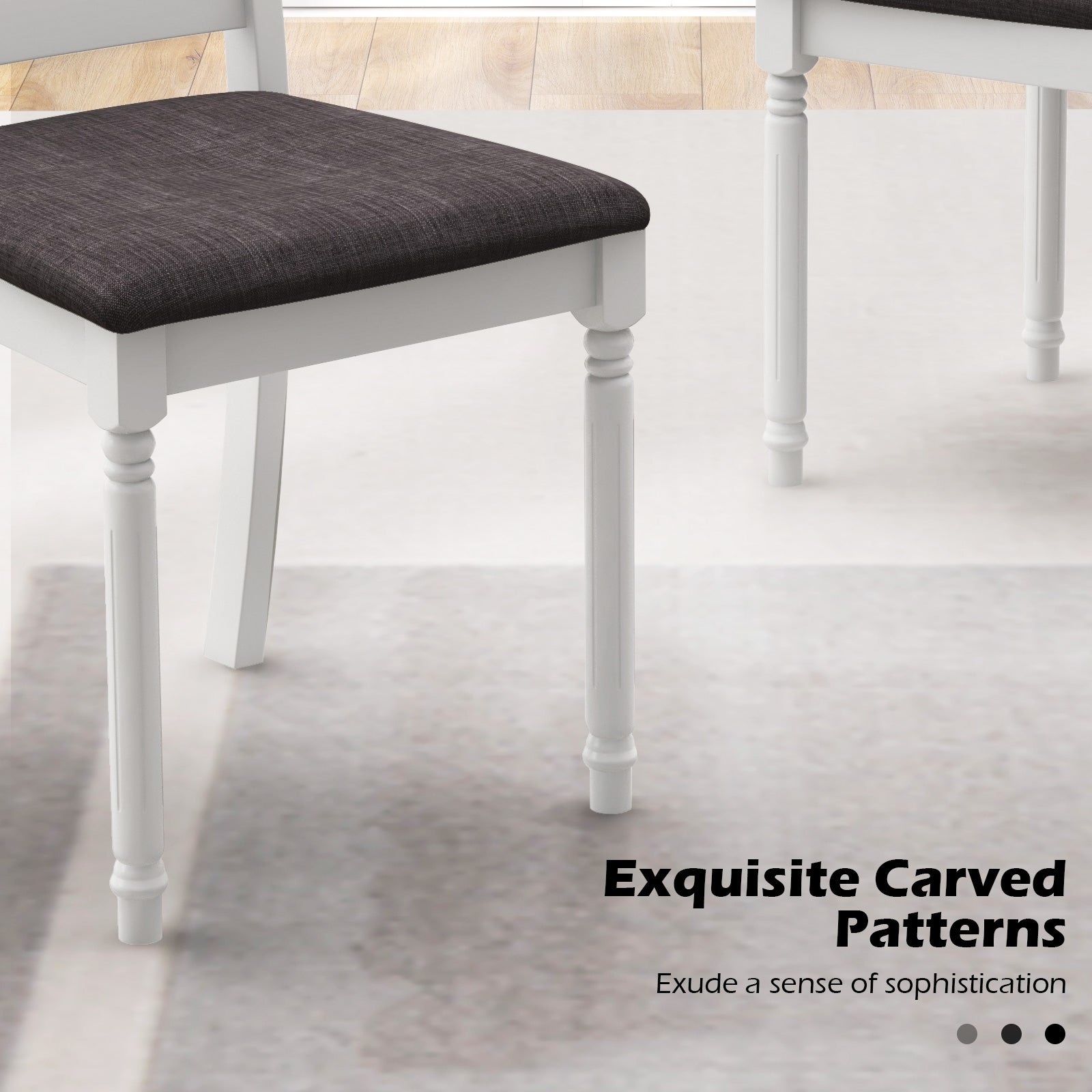 Set of 2 Rubber Wood Dining Chairs with Upholstered Seat, White Dining Chairs at Gallery Canada