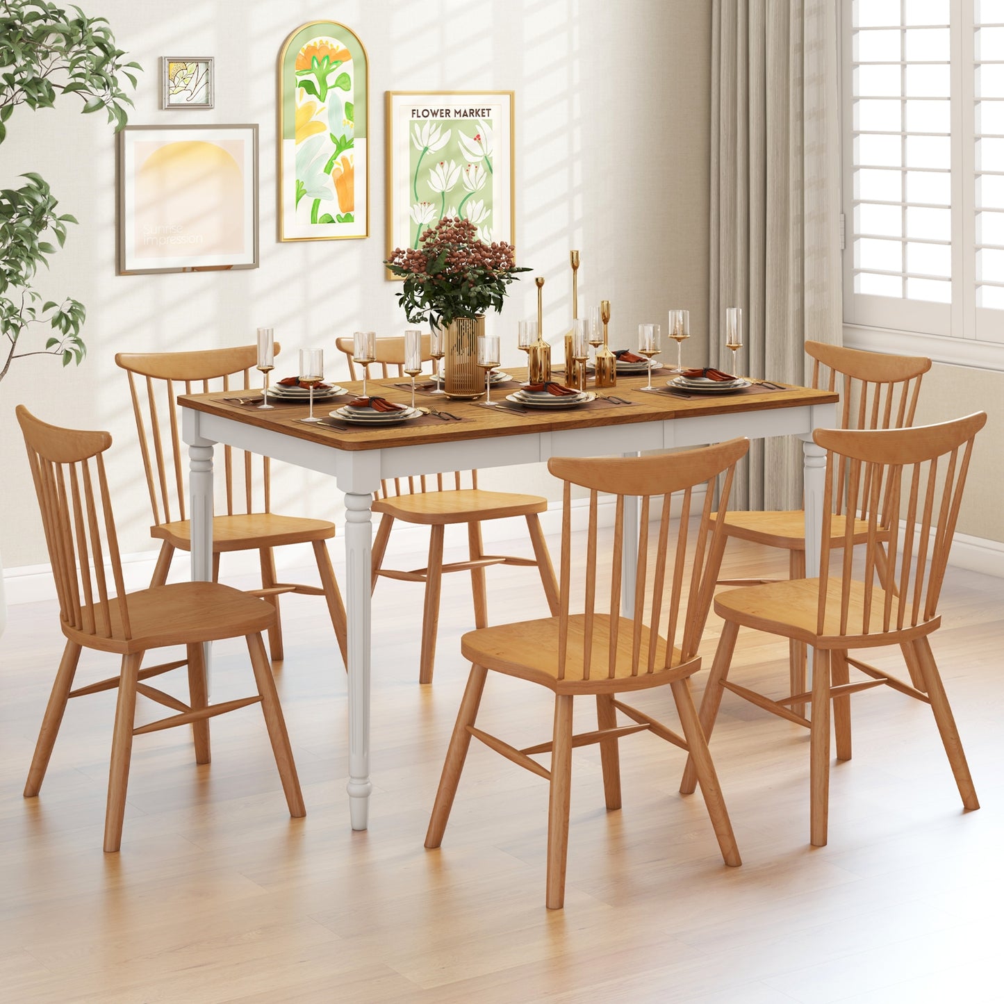 Extendable Dining Table with Rubber Wood Legs for 4-8 People, White Dining Tables at Gallery Canada