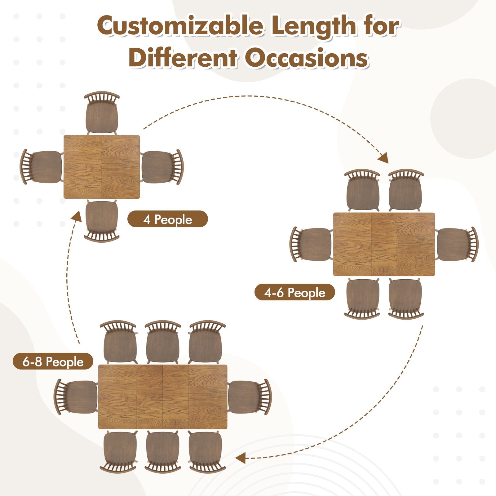 Extendable Dining Table with Rubber Wood Legs for 4-8 People, White Dining Tables at Gallery Canada