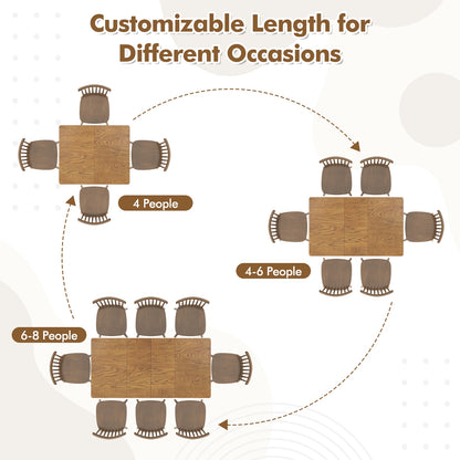 Extendable Dining Table with Rubber Wood Legs for 4-8 People, White Dining Tables at Gallery Canada