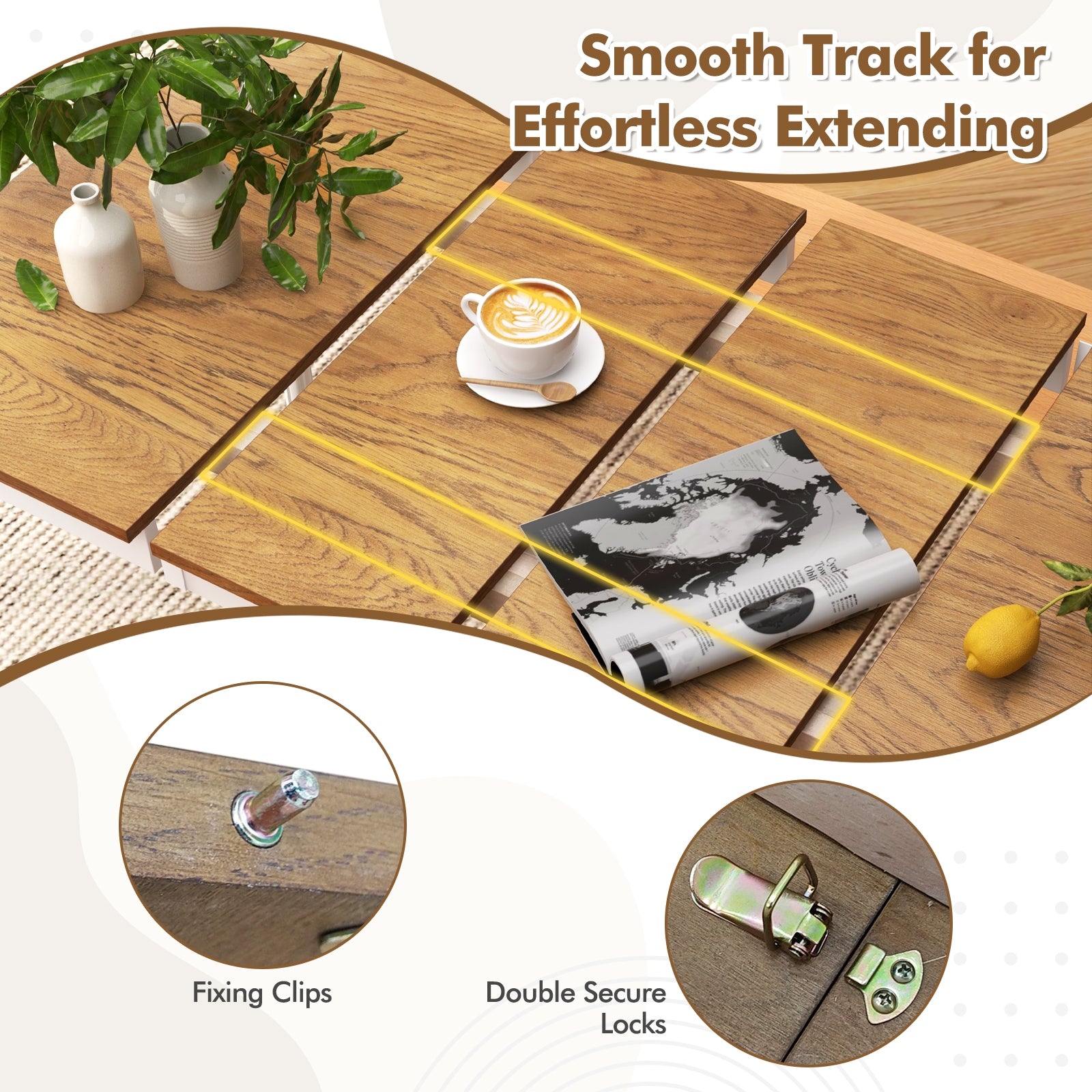 Extendable Dining Table with Rubber Wood Legs for 4-8 People, White Dining Tables at Gallery Canada