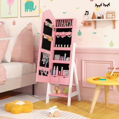 2 Pieces Kids Vanity Set and Jewelry Armoire Cabinet with Full-length Mirror, Pink Kids Vanities at Gallery Canada