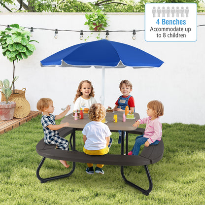 Toddler Outdoor Activity Table with Adjustable and Collapsible Umbrella, Brown Kids Chairs & Seating at Gallery Canada