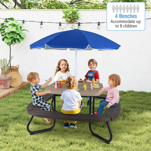 Toddler Outdoor Activity Table with Adjustable and Collapsible Umbrella, Brown