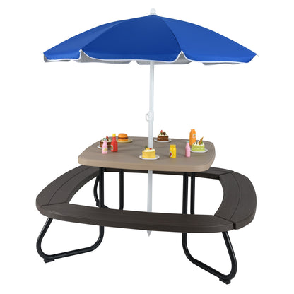 Toddler Outdoor Activity Table with Adjustable and Collapsible Umbrella, Brown Kids Chairs & Seating Brown at Gallery Canada