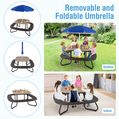 Toddler Outdoor Activity Table with Adjustable and Collapsible Umbrella, Brown Kids Chairs & Seating at Gallery Canada