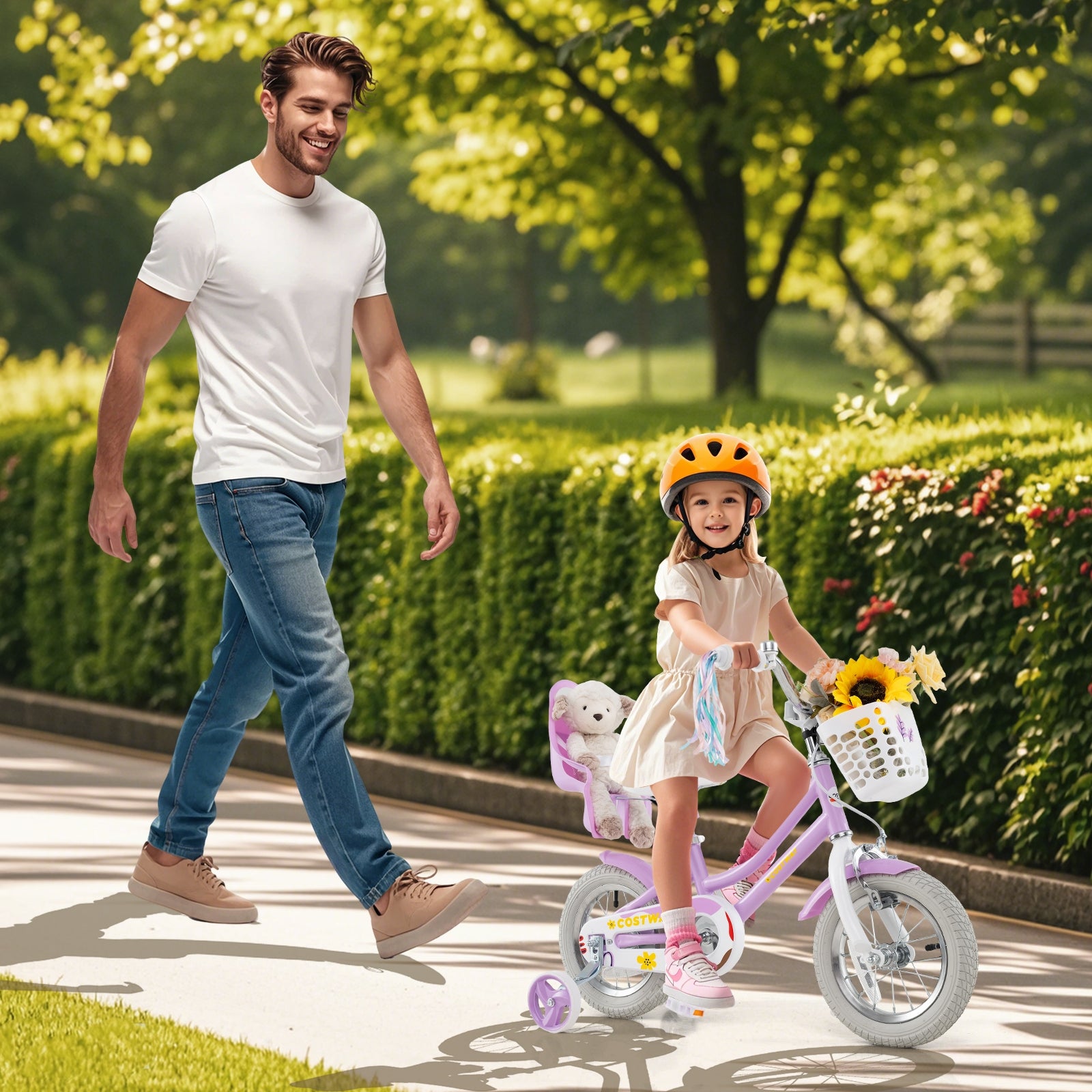 12 Inch Girls Bike Kids Bicycle with Doll Seat and Streamers for Children 3-4 Years Old, Purple Kids Bike at Gallery Canada