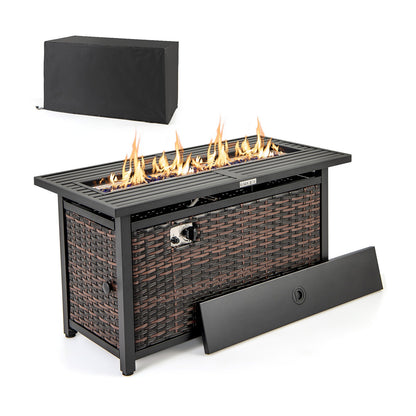 45 Inch Propane Rattan Firepit Table, Mixed Brown Fire Pit Tables at Gallery Canada