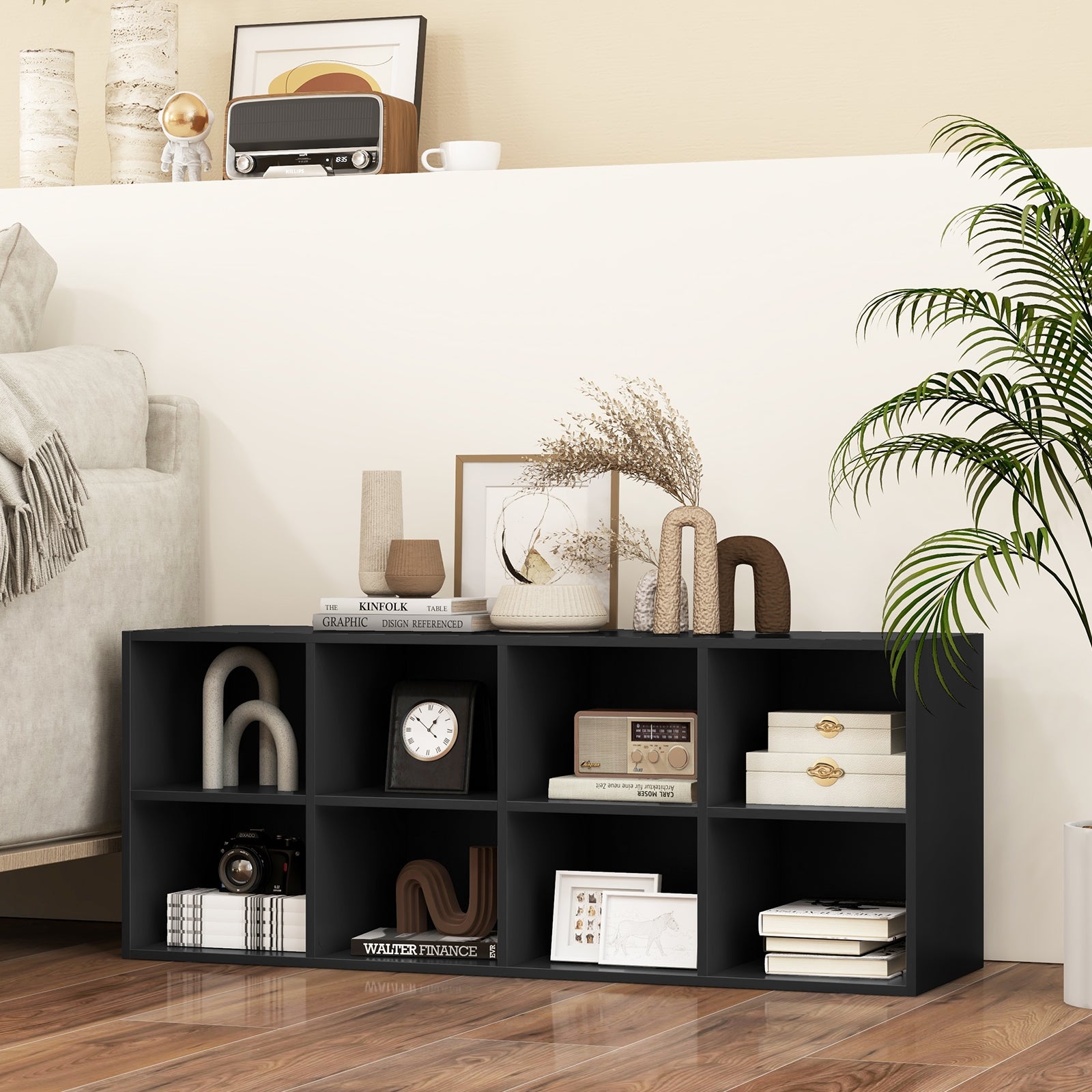 8 Cubbies Shoe Organizer with 500 LBS Weight Capacity, Black Shoe Racks & Storage Benches at Gallery Canada