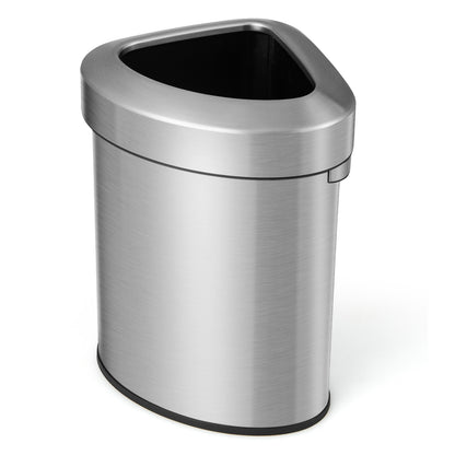 60L Stainless Corner Steel Trash Bin with Lid and Anti-slip Bottom, Silver Kitchen Organization Silver at Gallery Canada