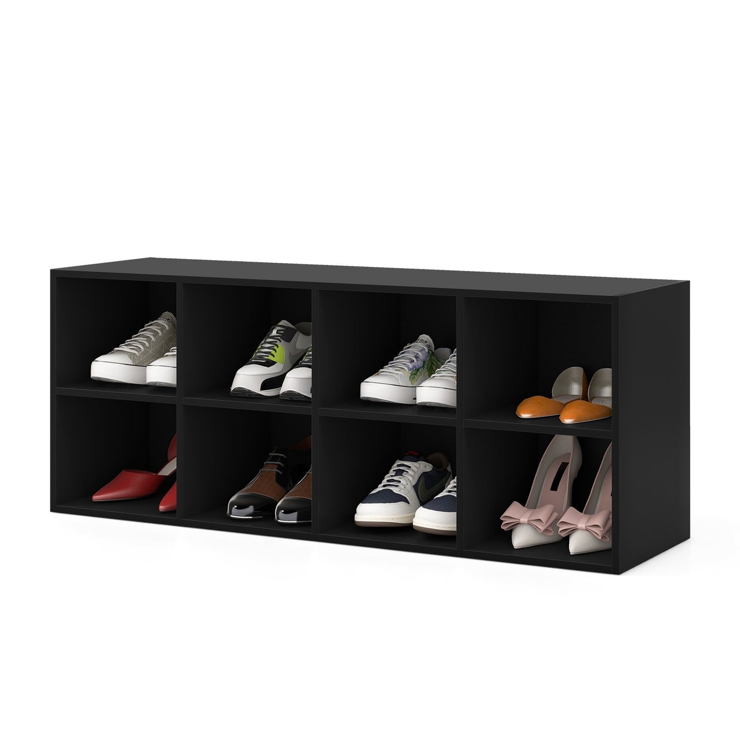 8 Cubbies Shoe Organizer with 500 LBS Weight Capacity, Black