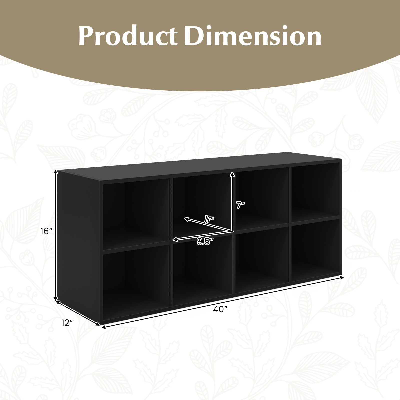 8 Cubbies Shoe Organizer with 500 LBS Weight Capacity, Black Shoe Racks & Storage Benches at Gallery Canada