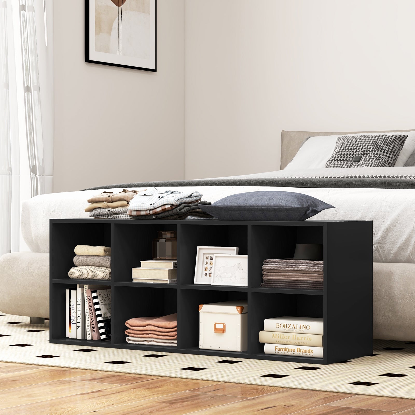 8 Cubbies Shoe Organizer with 500 LBS Weight Capacity, Black Shoe Racks & Storage Benches at Gallery Canada