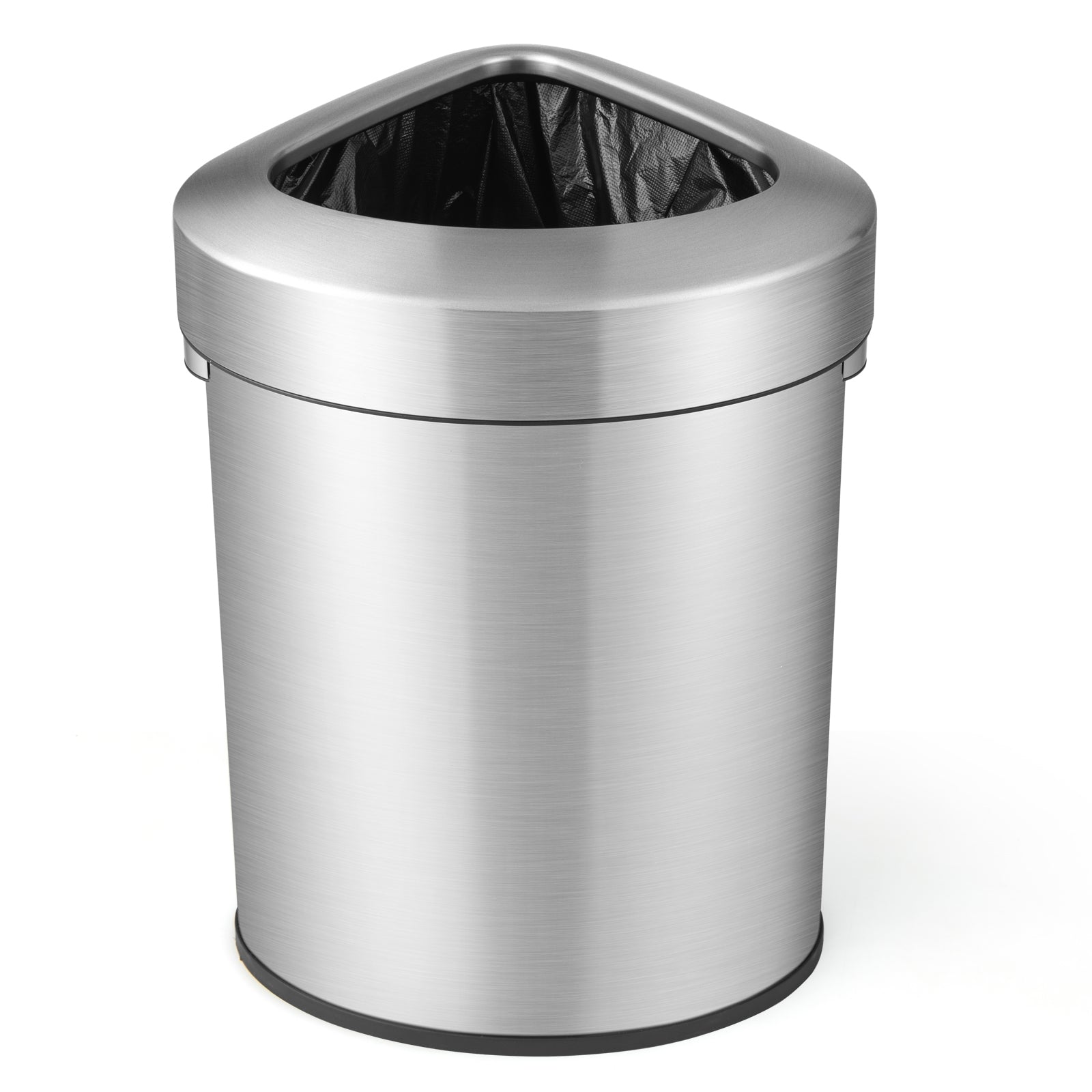 60L Stainless Corner Steel Trash Bin with Lid and Anti-slip Bottom, Silver Kitchen Organization at Gallery Canada