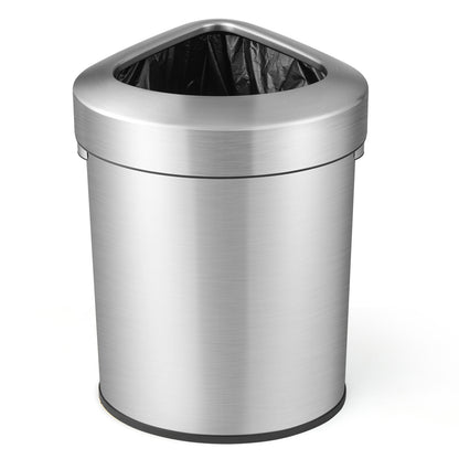 60L Stainless Corner Steel Trash Bin with Lid and Anti-slip Bottom, Silver Kitchen Organization at Gallery Canada