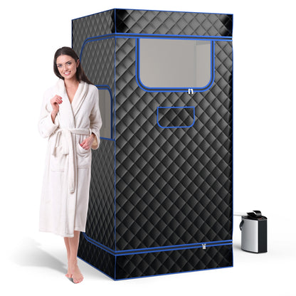 Portable Steam Sauna with 3L Steam Generator Remote Control Wood Foot Massager and Foldable Chair for Home, Black Spa & Salon Black at Gallery Canada
