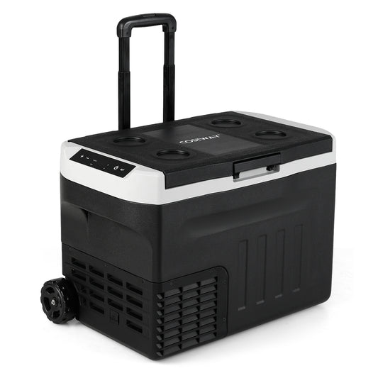 12V Car Refrigerator 32QT, Touch Panel, Removable Divider, Black