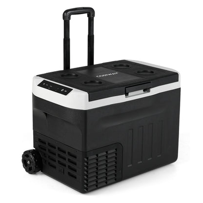 12V Car Refrigerator 32QT, Touch Panel, Removable Divider, Black