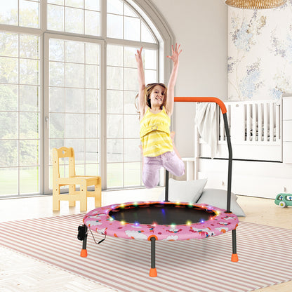 36 Inch Mini Trampoline with Colorful LED Lights and Bluetooth Speaker, Pink Trampolines at Gallery Canada