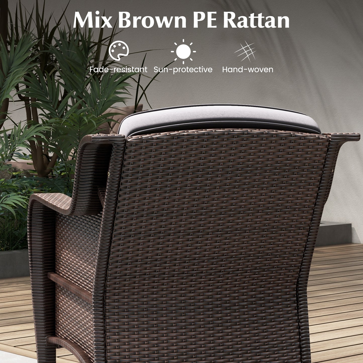 3 Pieces Outdoor Rattan Furniture Set with Cushions and Tempered Glass Coffee Table, Gray Patio Conversation Sets at Gallery Canada